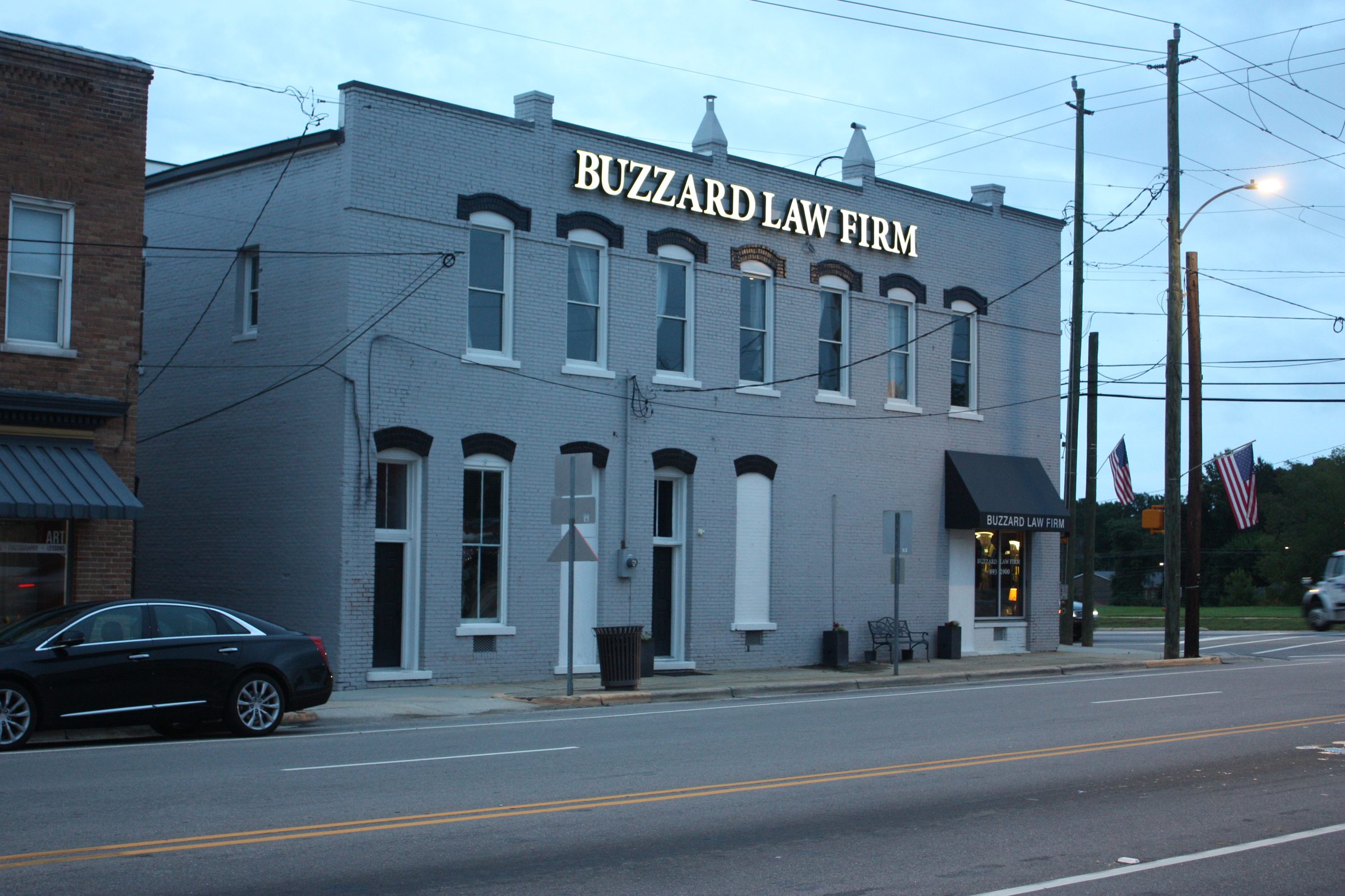 The Buzzard Law Firm building on Main Street in Lillington